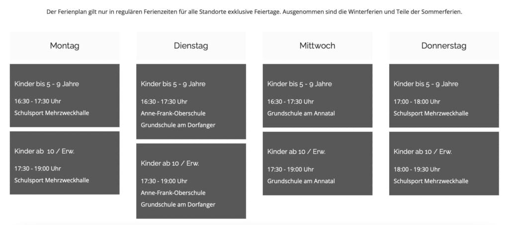 Änderungen für die Ferien